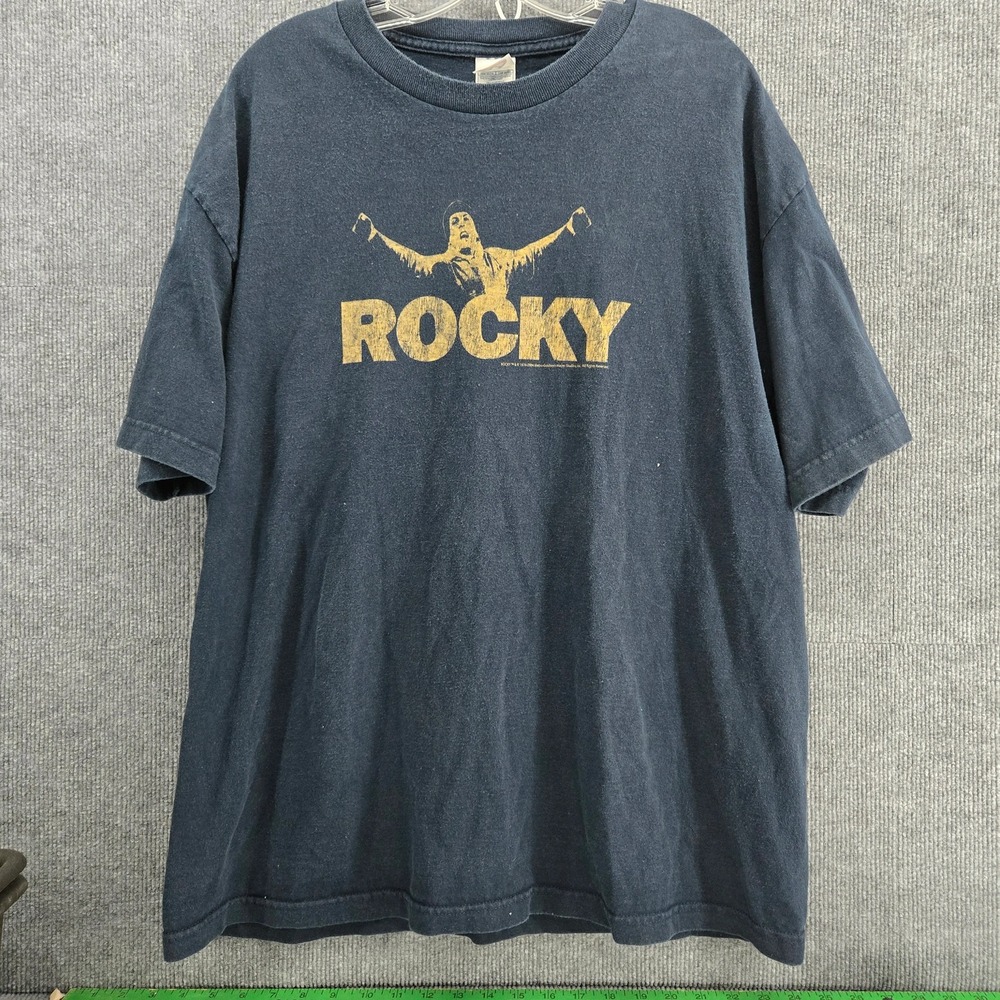 Vintage Rocky Movie Graphic T-Shirt Black Gold XL